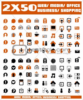 100 orange vector environmental icons and design-elements 