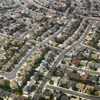 Aerial of suburbia.