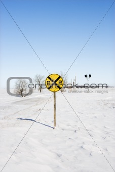 Railroad crossing sign.