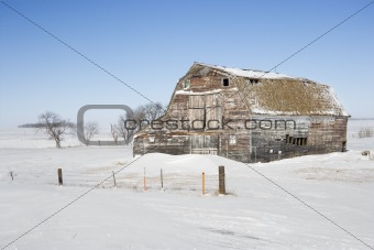 Barn in snow.