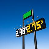 Sign with fuel prices.