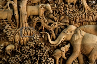 Thailand wood carving