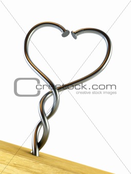 two twisted nails heart-shaped