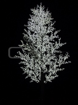 Artificial tree with white bulbs on branches