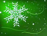 Snowflake on a bright green background