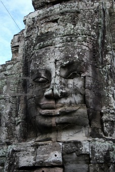 Stone face in temple Bayon, Angkor, Cambodia