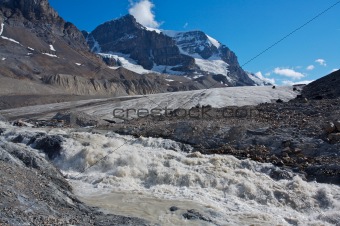 Athabasca Glacier with melt water 03