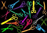 Colored scissors vector silhouettes
