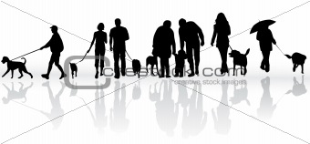 Vector illustration of people with dog