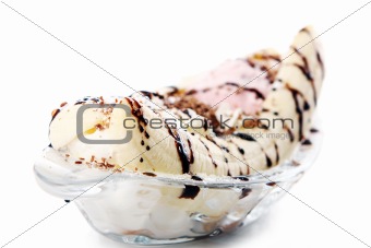 Ice cream dessert with banana