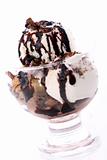 Ice cream dessert  with chocolate syrup