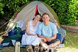 Couple camping in the garden