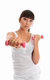 Fitness girl with hand weights