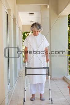 Senior woman with her zimmer frame 