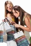 Shopping. Two beautiful girl with bag