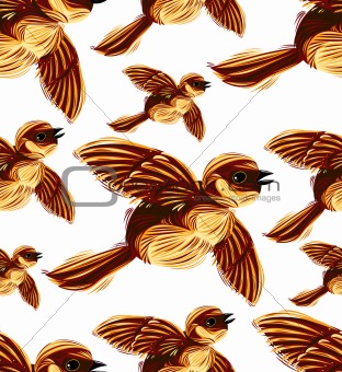 Birds migration seamless pattern.