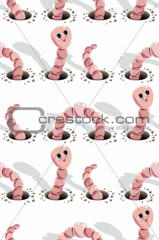 Worms doing holes seamless pattern.