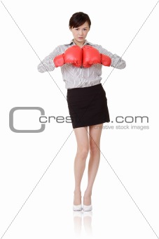 Boxing business woman