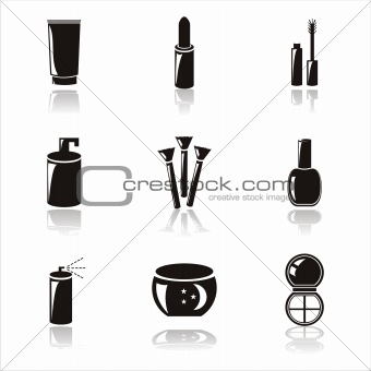 black cosmetics icons