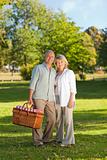 Retired couple looking for a place to  picnicking 