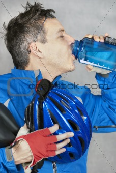 Cyclist Takes A Drink