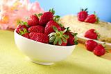 Fresh Strawberries in White Ceramic Bowl