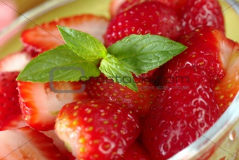 Mint Leaf on Strawberries