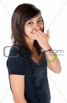 Cute girl hiding her braces
