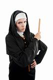 Angry Nun with Ruler