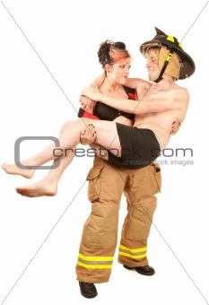 Sexy firefighter rescues a handsome man