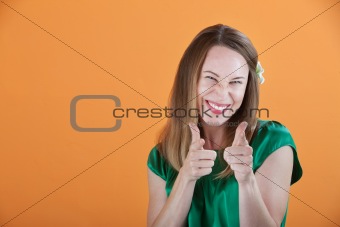 Woman Pointing Index Fingers