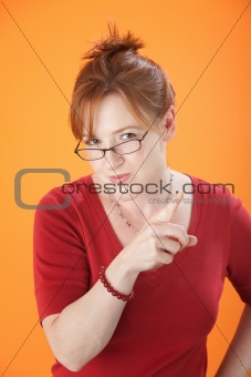 Woman points her finger