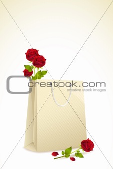 Roses in Shopping Bag