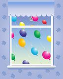 window with balloons