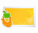 sticker with hand holding apple