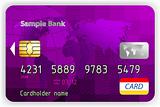 Vector violet credit card, front view. EPS 8