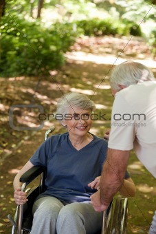 Senior couple in the woods
