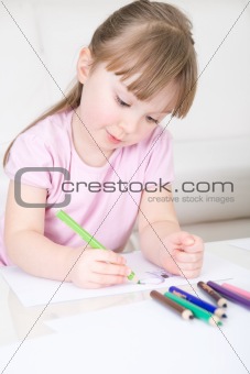 young girl drawing