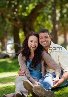 Couple sitting in the garden