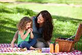 Mother and her daughter picnicking