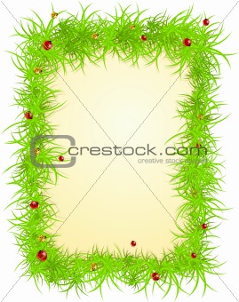 Vector spring frame with ladybugs 