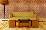 Leather Couch with table