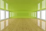 Empty green interior room
