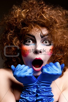 woman mime with theatrical makeup