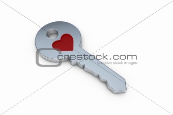 Key with heart symbol