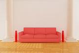 Red sofa with column