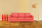 3d red sofa