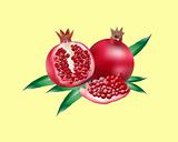 red pomegranate with leaves 