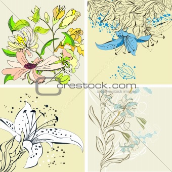 Set of floral card