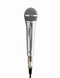 Silver microphone in white